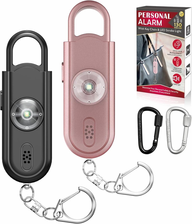 VIGOROAD Safe Sound Personal Alarm, 2 Pack 130 dB Loud Siren Song Emergency Security Alarm Keychain with Strobe LED Light, Personal Sound Safety Siren for Women, Men, Children, Elderly - Image 1
